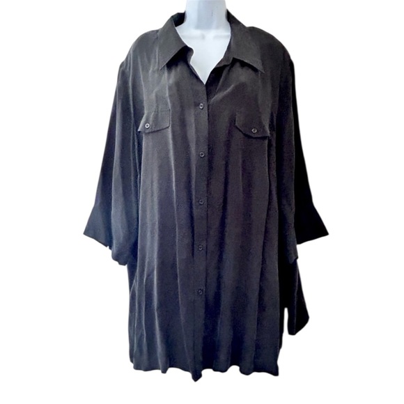 Ulla Popken Tops - ULLA POPKEN Cupro Swing Button Down Tunic Top Blouse Size 30